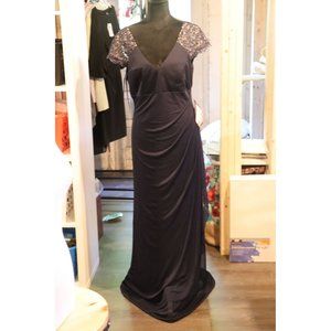 X by Xscape Navy Blue lace arm Long Formul dress size 12 new with Tags